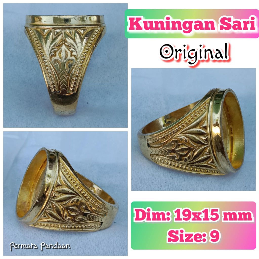 ring emban batu akik dan permata kuningan.49
