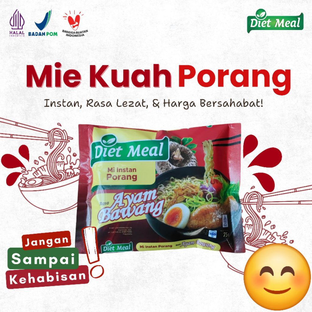 

Mie Porang shirataki DIETMEAL rasa ayam bawang