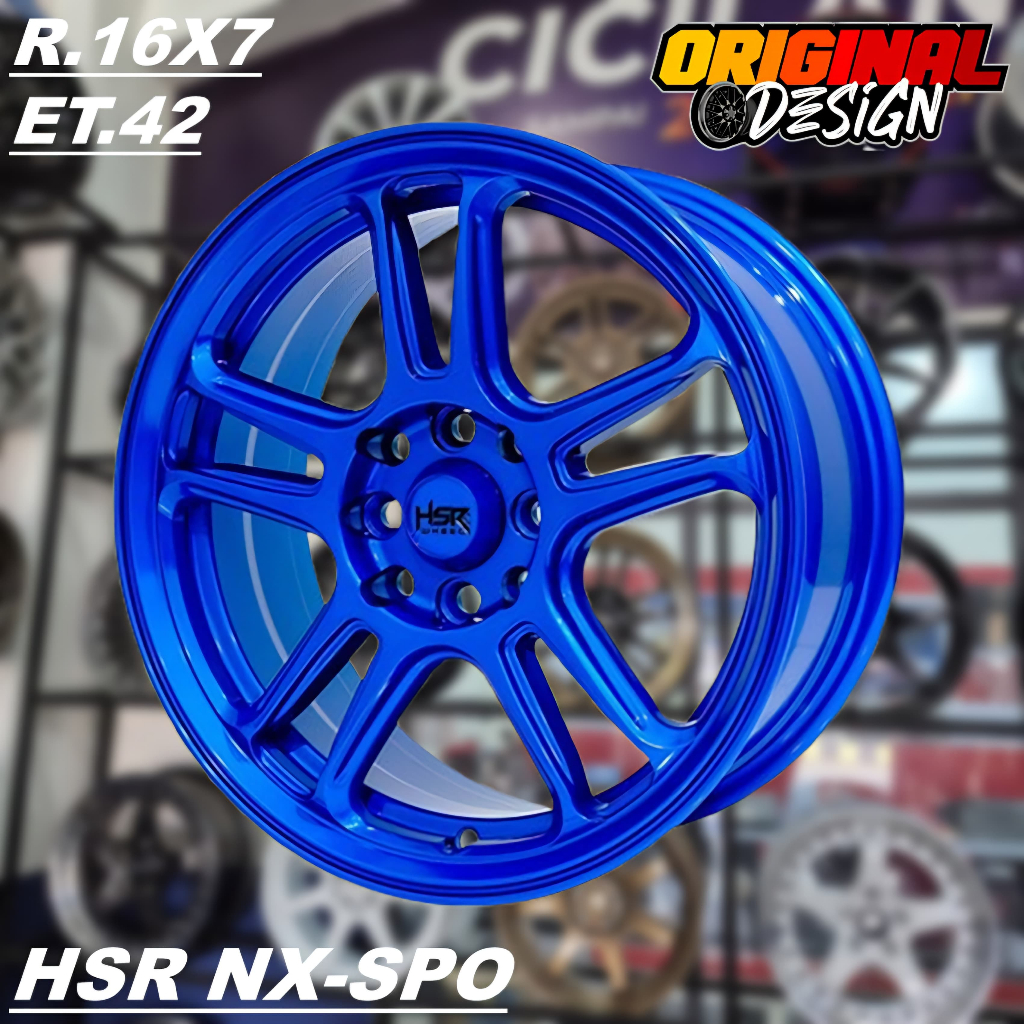 Velg Racing Ring 15 Warna Biru HSR NX SPO R16 Lubang Baut 4 Lebar 7