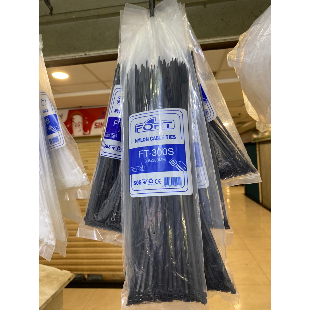 

cable ties FT-300S 3.6x300mm merk fort putih/hitam @100pcs