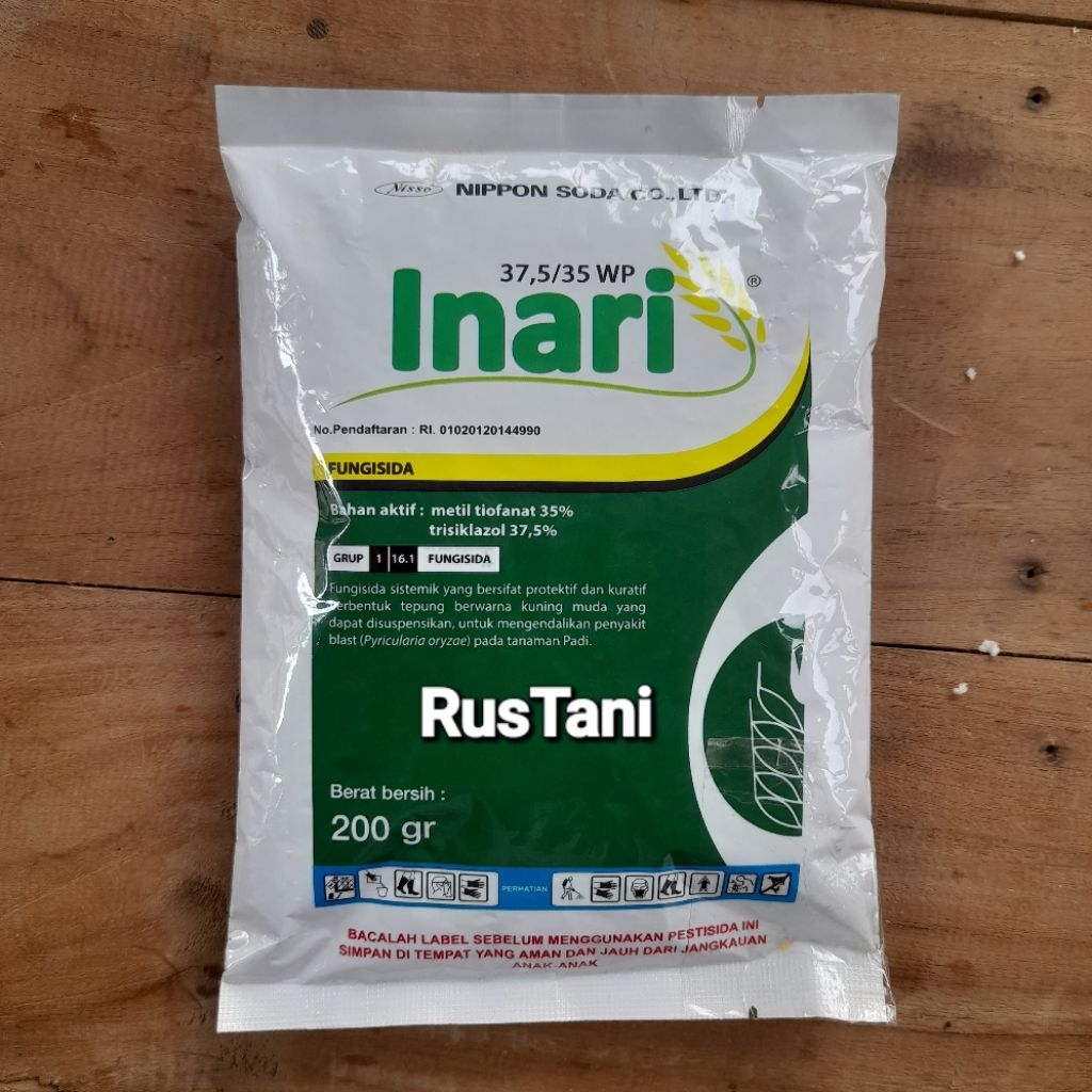 Fungisida sistemik INARI 37,5/35WP 200Gr Bahan aktif : metil tiofanat 35% +  Trisiklazol 37,5%