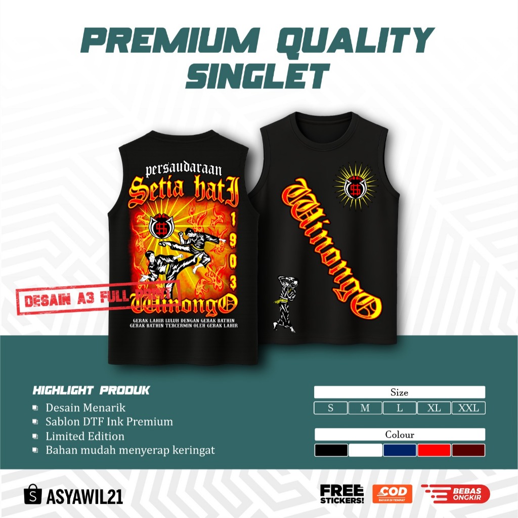KAOS SINGLET PSHW PERSAUDARAAN SETIA HATI WINONGO - SINGLET PSHW TERBARU - SINGLET PSHW LAMBANG - SI