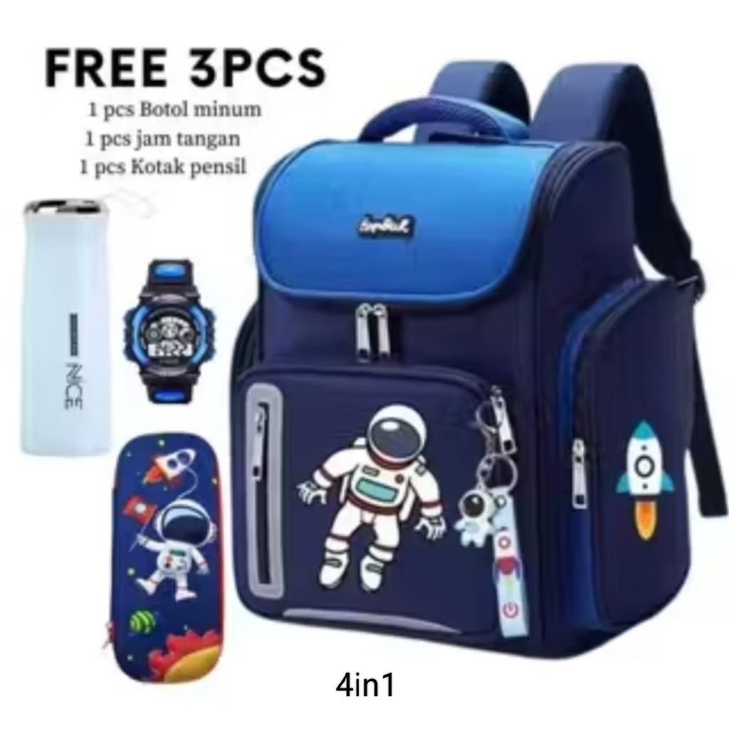 tas sekolah ransel anak SD smp bonus jam tangan botol minum tempat pencil fashion bag kado ulang tah