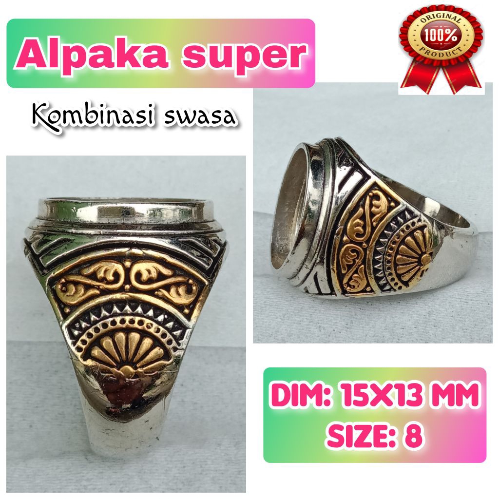 cincin emban batu akik batu permata alpaka super kombinasi swasa.55