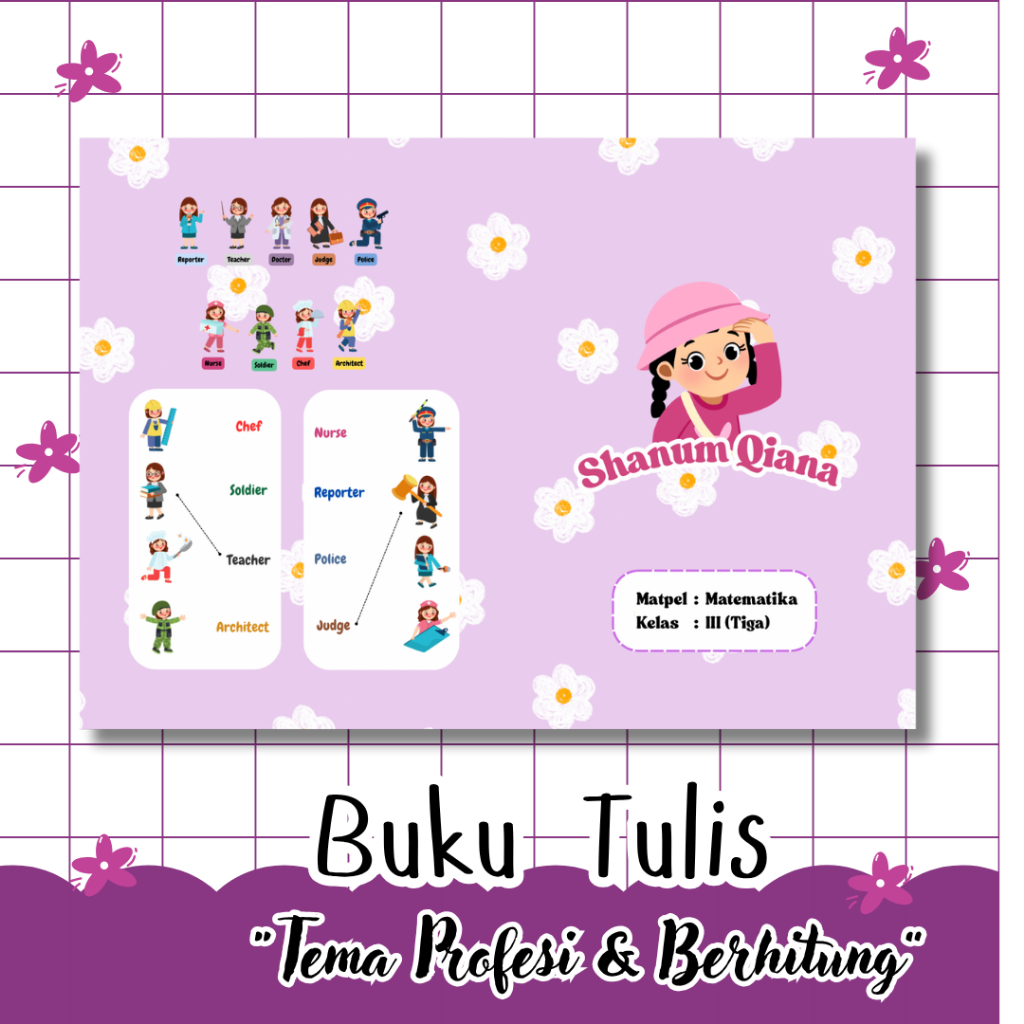 

meliarsdna.craft〡Buku Tulis Custom Nama & Gambar Tema Profesi dan Berhitung – Buku Tulis Lucu Anak Sekolah