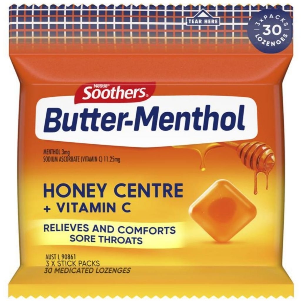 

Soothers Anticol Butter Menthol Honey Center 30 Lozenge