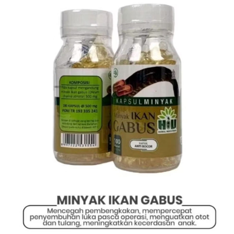 HIU KAPSUL MINYAK IKAN GABUS 100 KAPSUL - Kapsul Ikan Gabus Kutuk oil isi 100 Kapsul