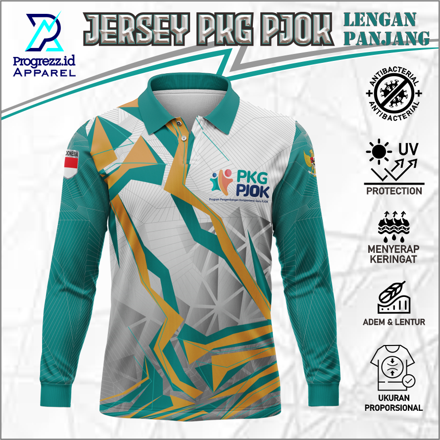 JERSEY PKG-PJOK KERAH FULL PRINTING LENGAN PANJANG / BAJU OLAHRAGA PROGRAM PENGEMBANGAN KOMPETENSI G