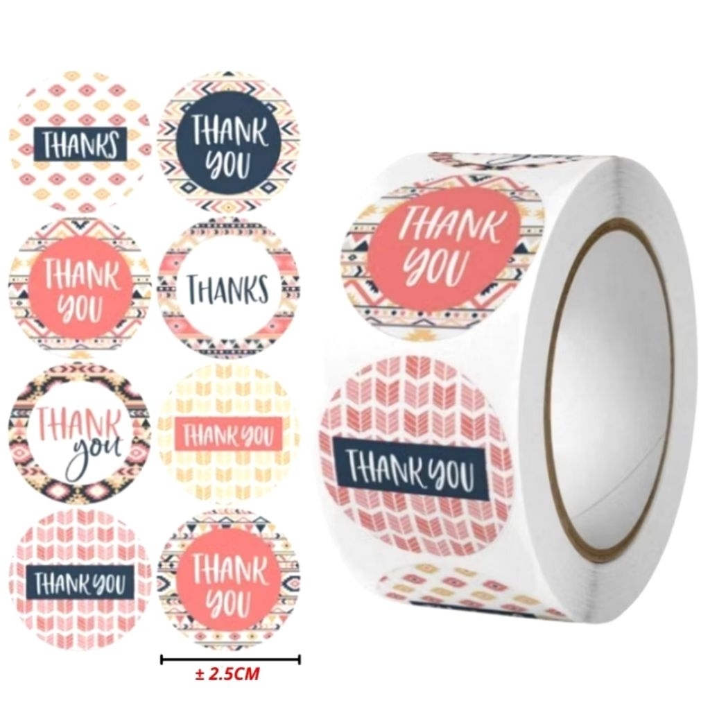 

Sticker Rolls Thank You 500 pcs Sticker Tempel Bulat Sticker Label Colorfull