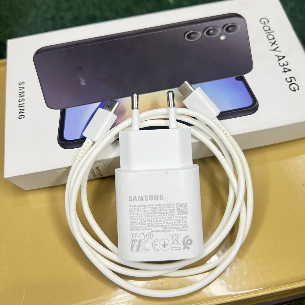 CAS CHARGER SAMSUNG A34 5G ORIGINAL BAWAAN HP 25 WATT C TO C SUPER FAST CHARGING SUPPORT A54 5G
