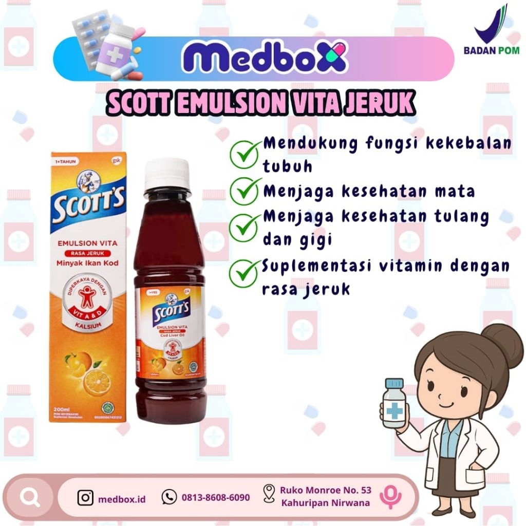 Scott's Emulsion Vita Jeruk Suplemen Minyak Ikan Untuk Anak