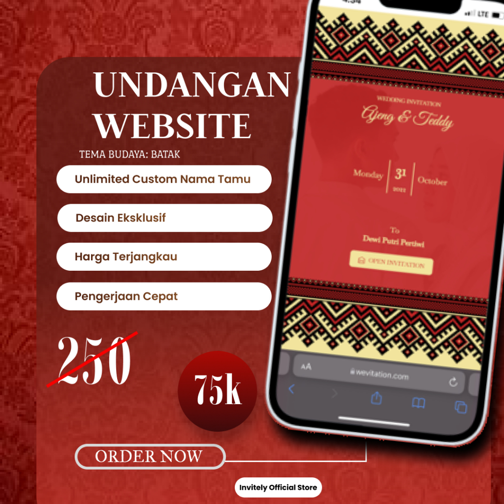 Undangan Web Digital Pernikahan Tema Budaya Batak, Elegan, dan Siap Pakai