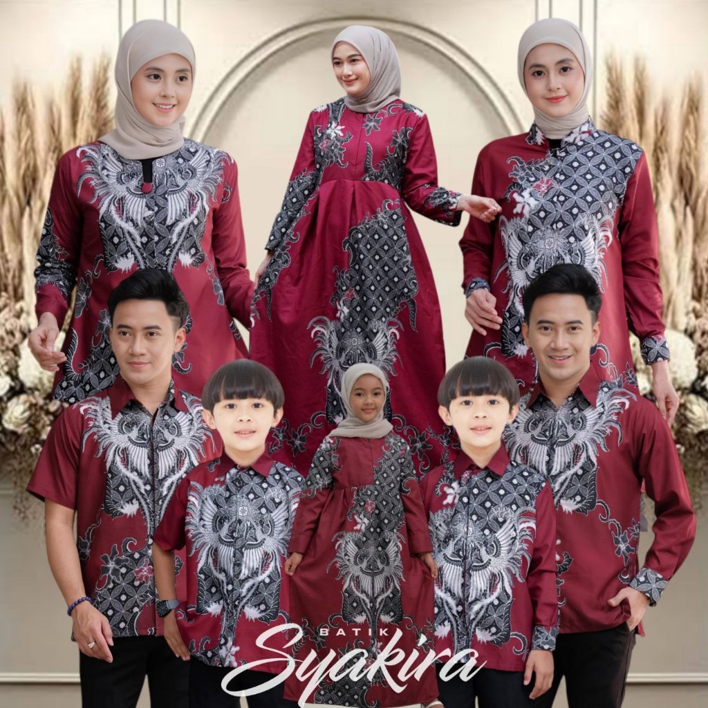 BAJU BATIK COUPLE KELUARGA || BATIK COUPLE AYAH IBU TUNIK WANITA DAN ANAK LAKI LAKI | MOTIF LAYANG M