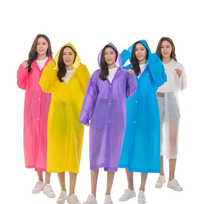 Jas Hujan Korea EVA Dewasa Premium Mantel Ujan Jumbo Kancing Ponco Plastik Ringan Transparan Lightwe