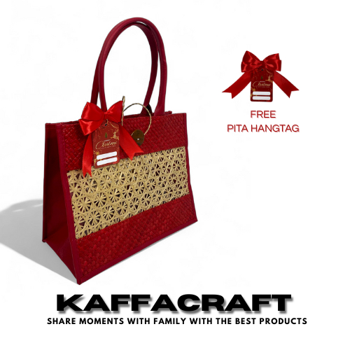 

KAFFACRAFT - Tas Hampers Imek Anyaman Pandan Kombinasi Anyaman Bambu Bungkus Kemasan Tas Kado Goodie Bag