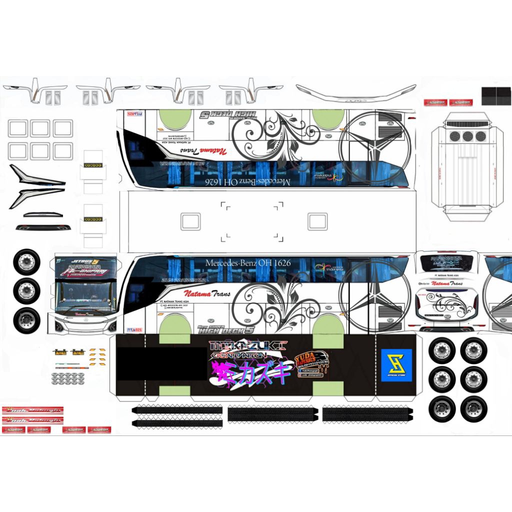miniatur papercraft bus skala 20 natama trans