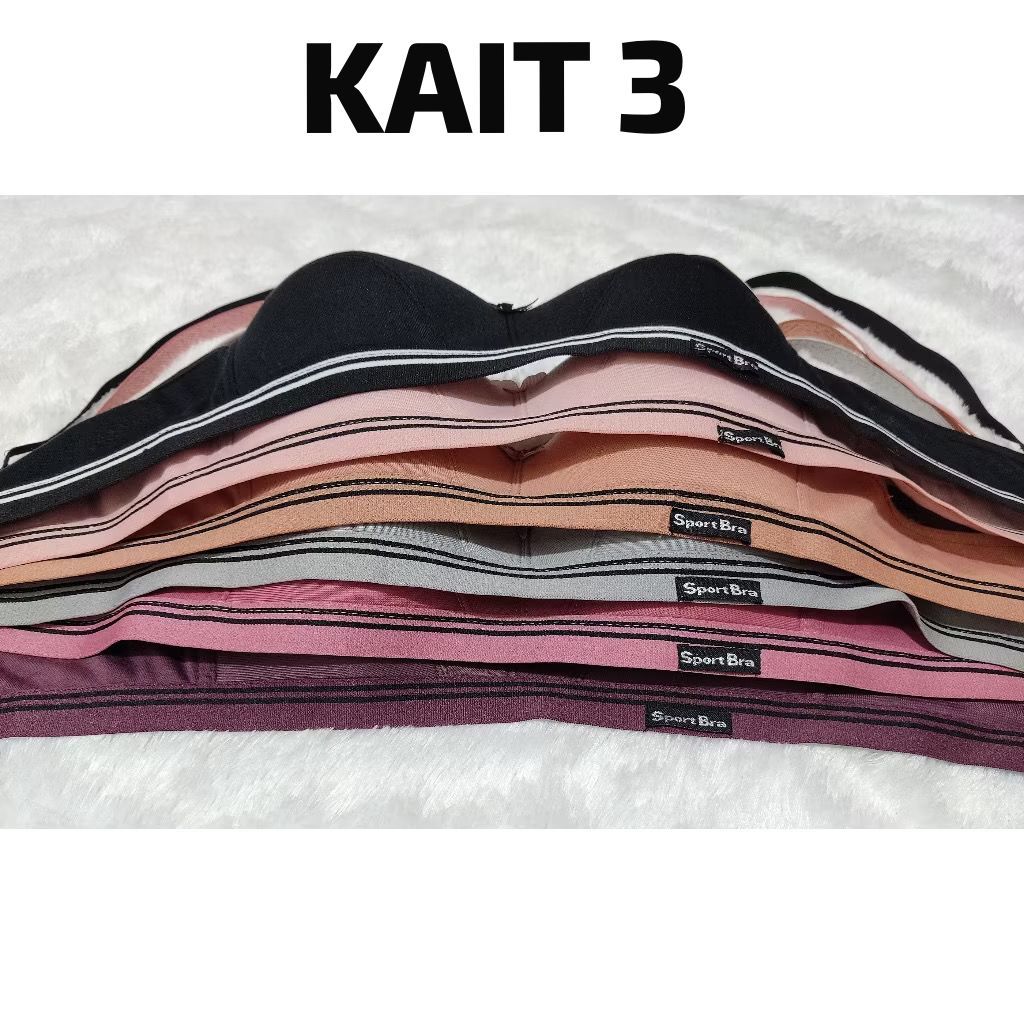 4PCS Bra Bh Sport Original Motif Polos Tanpa Kawat dan Busa LIST KAIT 3