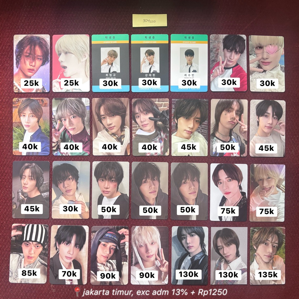 

PHOTOCARD OFFICIAL TXT BEOMGYU SOOBIN HUENINGKAI TAEHYUN YEONJUN