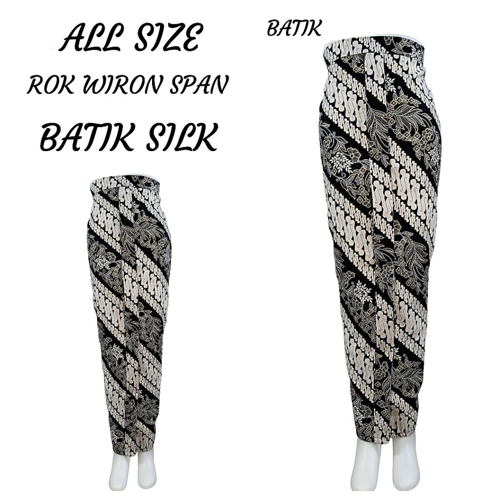 Indah BAWAHAN ROK SPAN PANJANG WIRU WIRON Batik Silk All Size Fit XL SR B