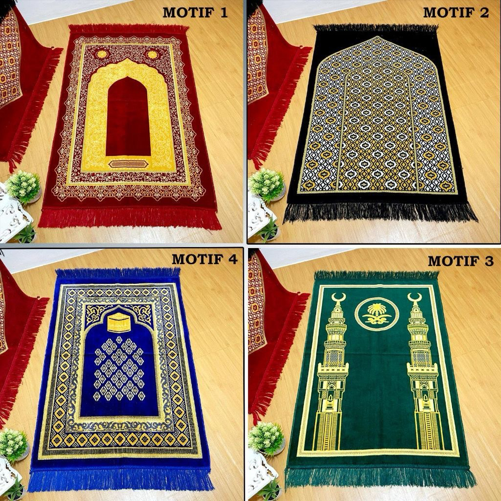 Sajadah biasa bahan bludru d dewasa ukuran besar 70X110cm, sedang 53x110cm, kecil 35x55cm sajadah mu