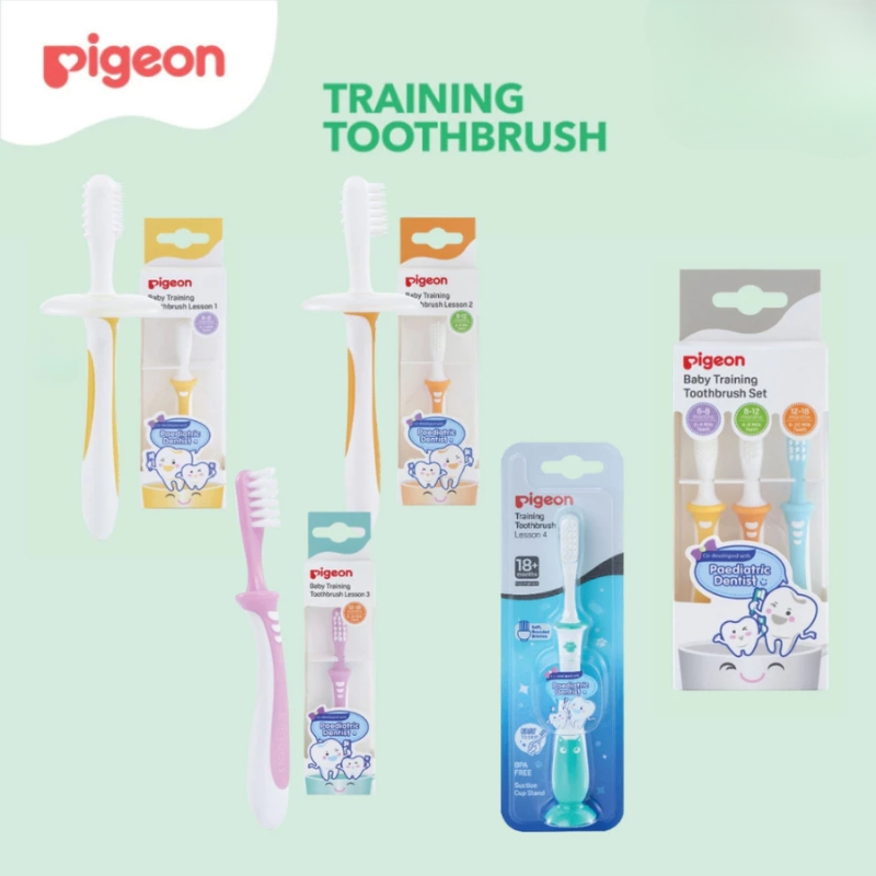 PIGEON Training Toothbrush Baby Lesson 1 2 3 Set Mix | Sikat Gigi Pigeon