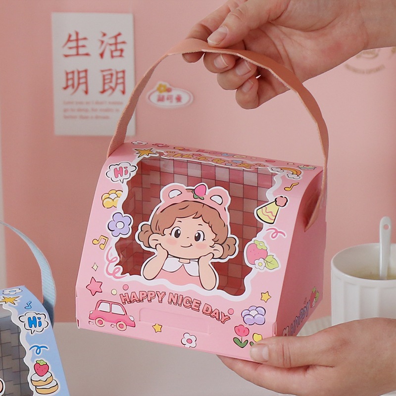 

Box Kardus Pink Window Transparan Ulang Tahun Anak Cewe Dengan Tali Kulit 15x11x11cm