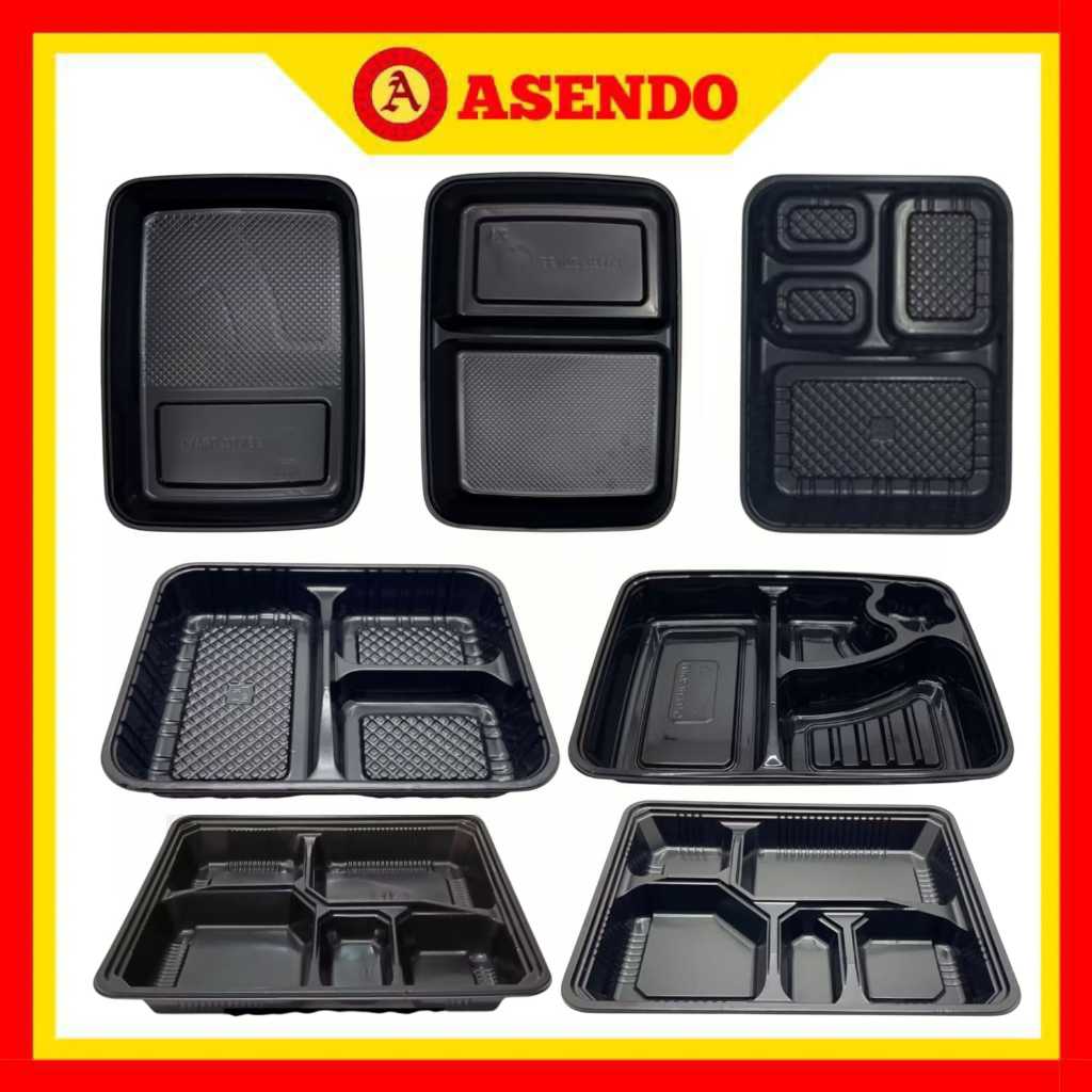 Bento Sekat Kotak / Mika Box Bento Polos -  sekat 2 - sekat 3 - sekat 4 - sekat 5 - sekat 5 besar