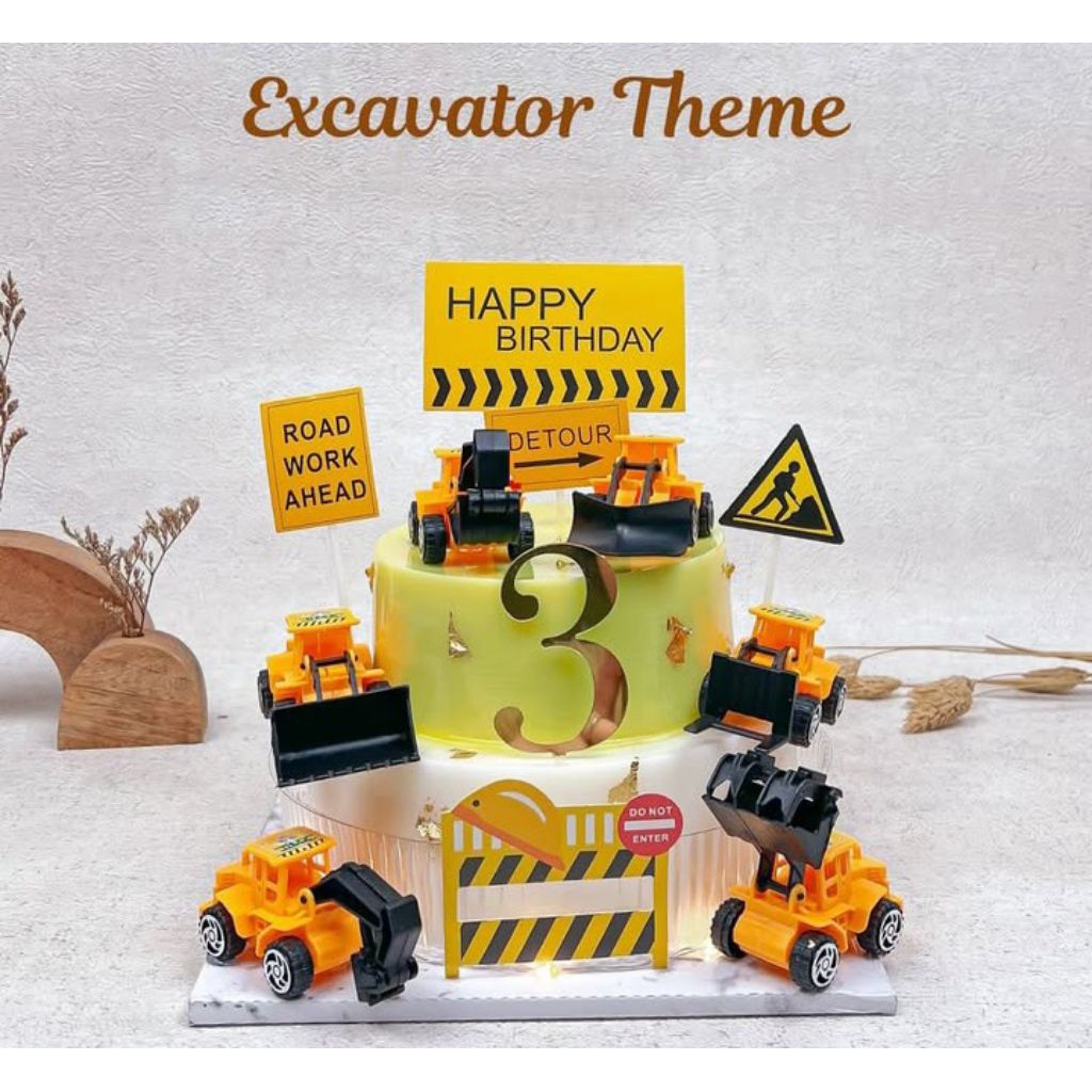 

Puding ulang tahun tema excavator