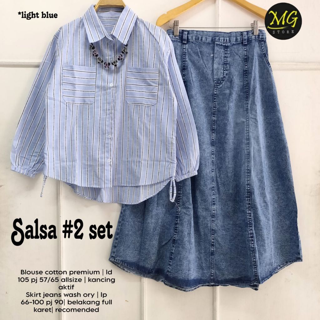 fashion setelan rok jeans wanita kekinian salsa#2 set/set rok jeans wanita terkini/setelan rok jeans