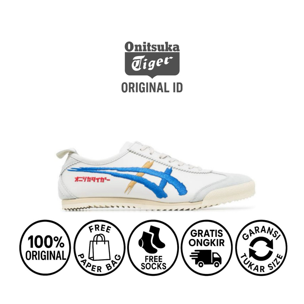 Sepatu sneakers onitsuka mexico 66 japan kabuki white blue yellow/ sepatu sneakers pria wanita