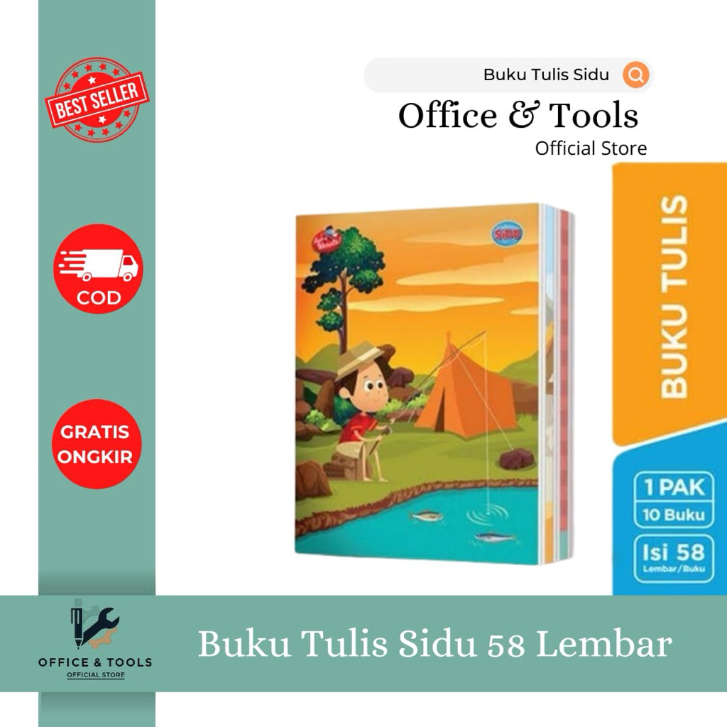 

[10 PCS] Buku Tulis Sidu 58 Lembar Buku Ukuran Quarto Garis Gambar & Warna Random Office & Tools
