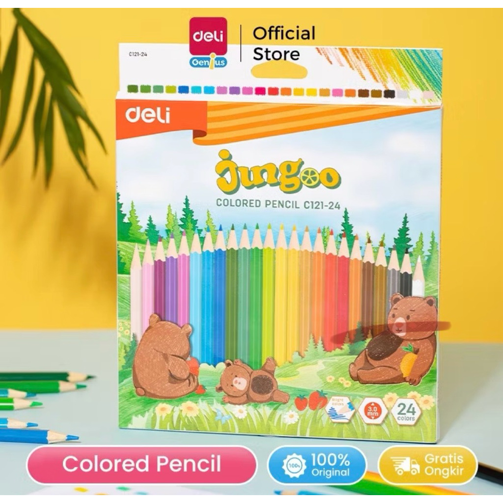 

Deli Coloring Pencil / Pensil Warna 12/24 Warna Hexagonal Jinggo Series Pewarnaan Cerah EC121