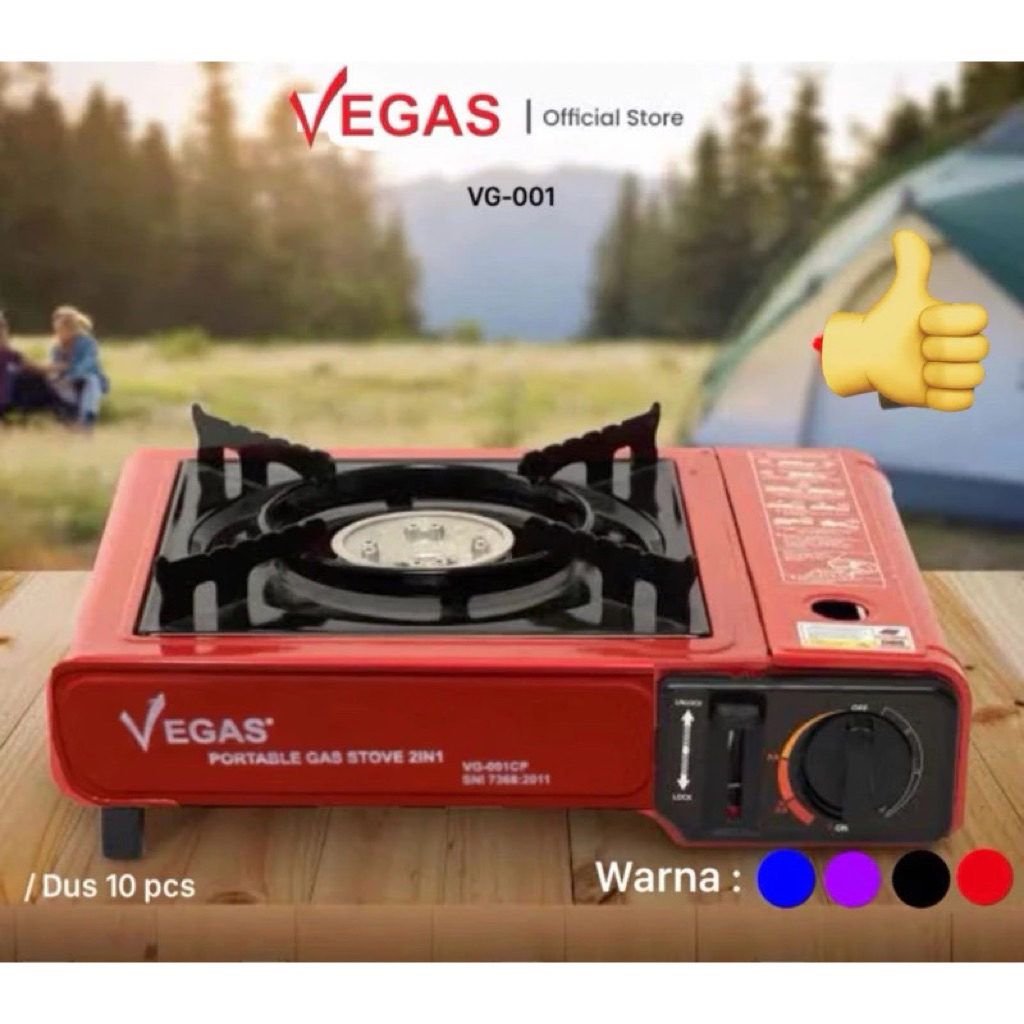 Kompor Portabel VEGAS MKP-01 2 In 1 / Portable Gas Satu Tungku Murah Bagus KOMPOR MURAH PORTABLE 2in