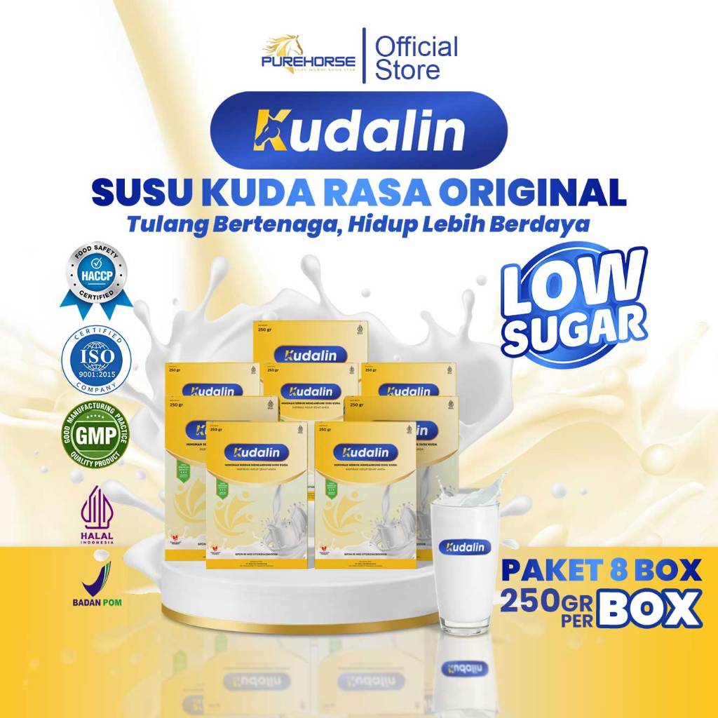 Kudalin Susu Kuda Liar Sumbawa Asli 100% Kemasan 250gr Paket 8 Box