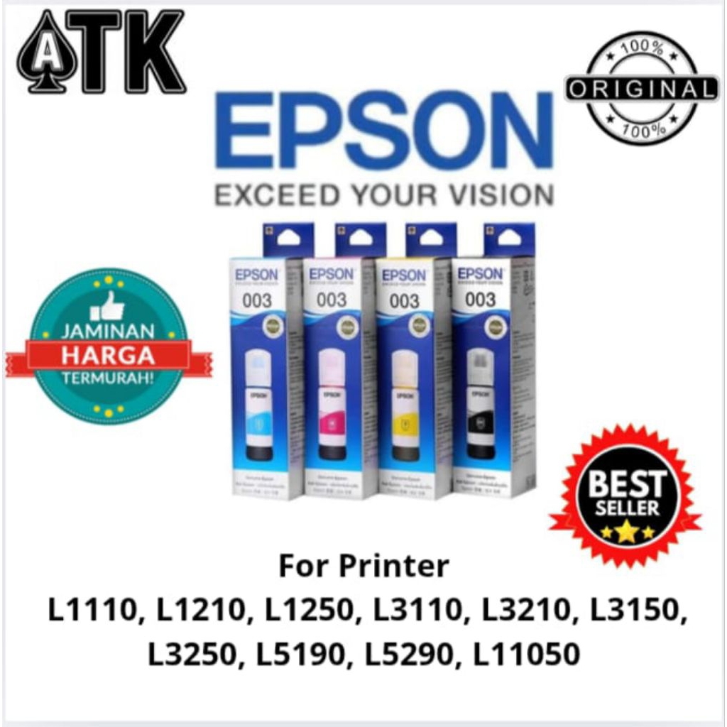 Tinta Epson 003 Original - 1 SET L3210 - Hitam Black Printer