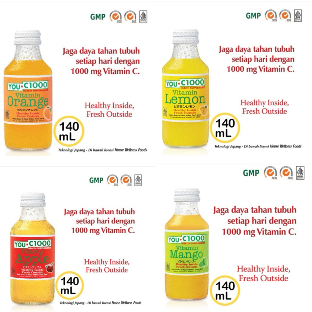 

YOU C 1000 140ml / HEALTY DRINK Vitamin C / ORANGE APPLE LEMON MANGO