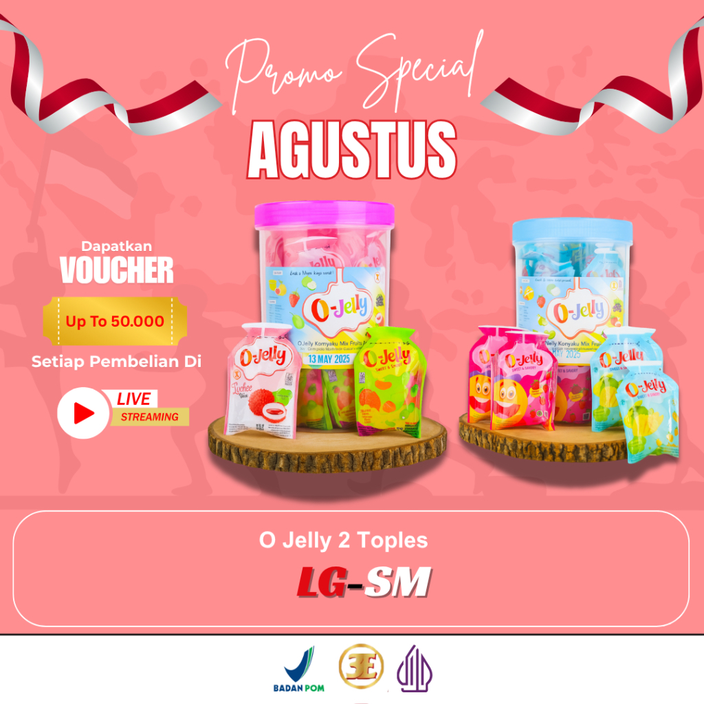 

Promo/Sale/ Dua Toples O Jelly/Jeli/Ager Konnyaku/ Isi 30 pcs/Harga Dua Toples