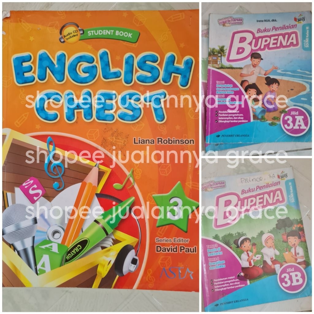 BUKU BEKAS SD KELAS 3 ENGLISH CHEST 3 / BUPENA 3A / BUPENA 3B