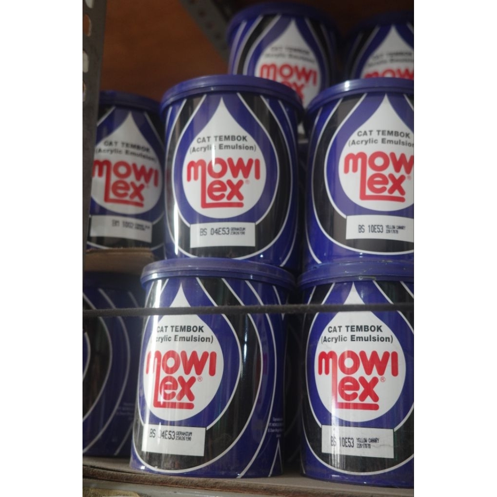 MOWILEX ACRYLIC EMULSION CAT TEMBOK INTERIOR DALAM WARNA KHUSUS 1 LITER 04E53 10E53 BM 1002 KUNING Y
