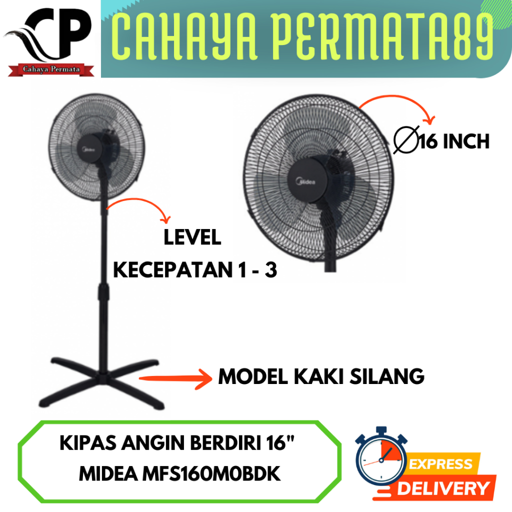 KIPAS ANGIN MIDEA MFS160M0BDK KIPAS ANGIN BERDIRI MIDEA 16 INCH - HITAM