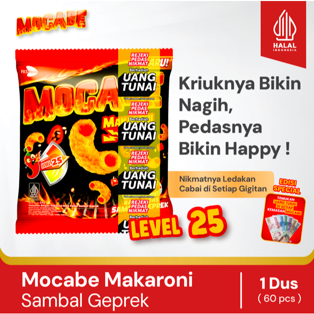 

Mocabe - Sambal Geprek - Small Pack - 1 Karton (6 renceng) - 60 Pcs - 24gr (Free 12 Pcs)