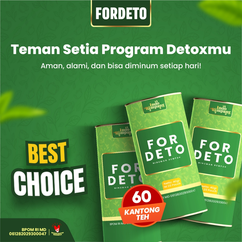 

Fordeto Teh Rimpang - For Deto Green Teh Detox Cepat & Alami Dengan Khasiat Mengkudu, Kunyit & Temulawak Bantu Turunkan Berat Badan Lancarkan Pencernaan Sembelit - Detox Usus - Teh Diet