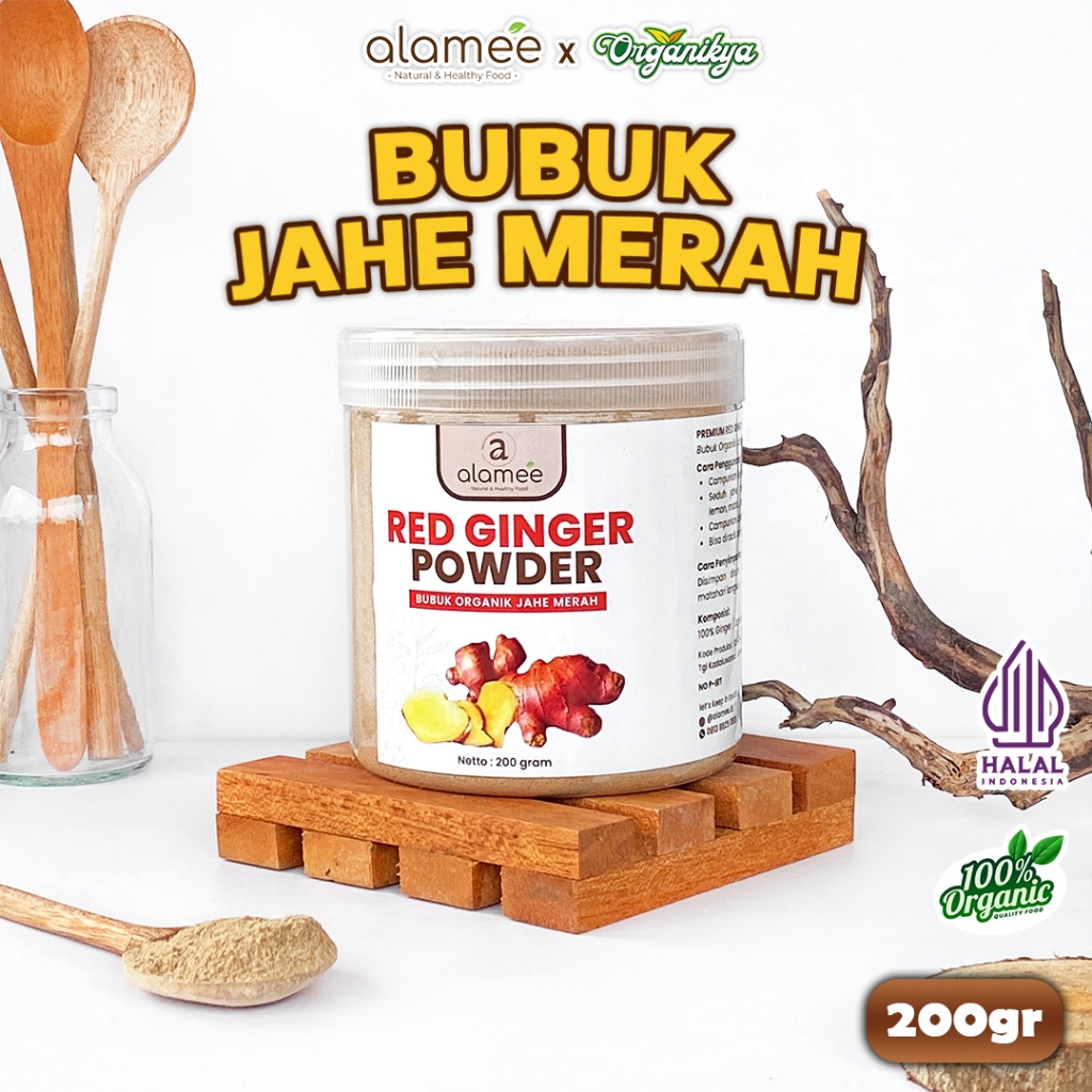 

ALAMEE Red Ginger Powder Minuman Jahe Merah Bubuk Tanpa Campuran Sehat Serbuk Minuman 200g organikya