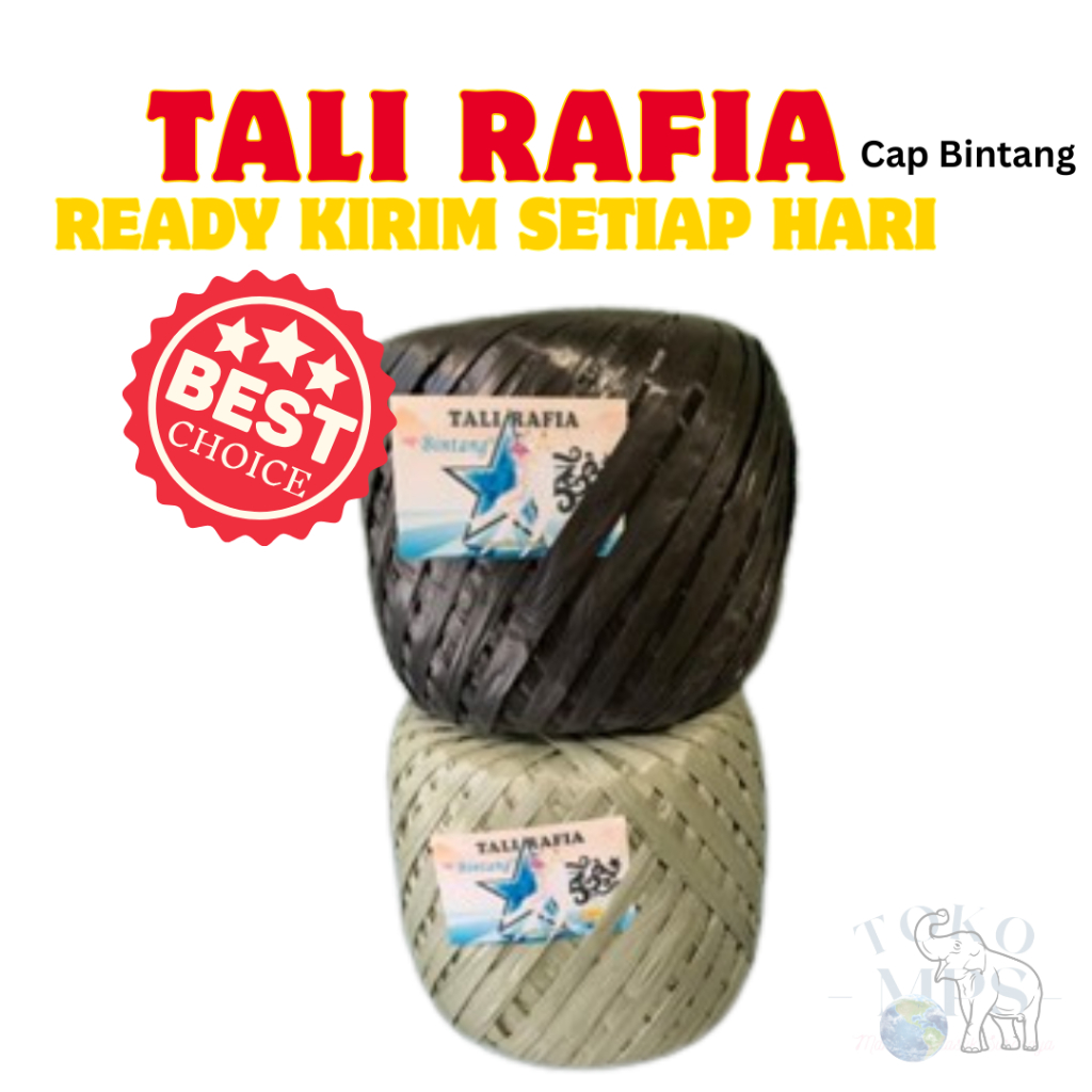 MURAH TALI RAFIA GULUNGAN KALENG CAP BINTANG bonus biji tanaman