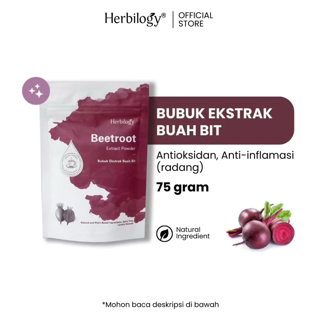 

Herbilogy - Beetroot Buah Bit Extract Powder 75g Minuman Bubuk Ekstrak Antioksidan & Anti Radang