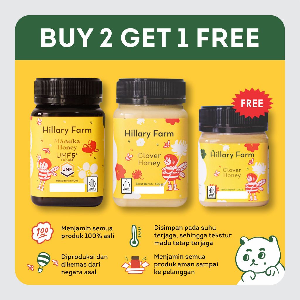 

Manuka honey UMF 5+ , Clover Honey Free Madu