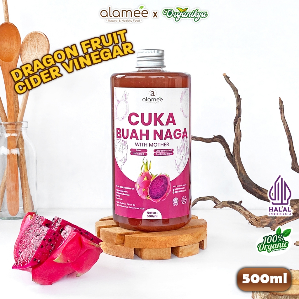 

ALAMEE Cuka Buah Naga Organik Dragon Fruit Cider Vinegar With Mother Fermentasi 500ml organikya