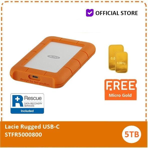 Lacie Rugged USB-C 5TB USB 3.0 Harddisk Portable External-STFR5000800