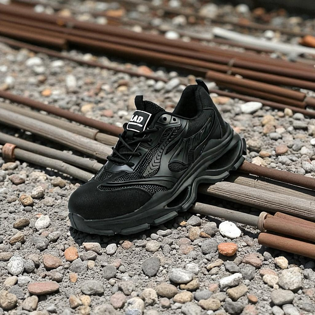 Sepatu Outdoor / Safety Shoes Leiandun Black Black Rubber Sol