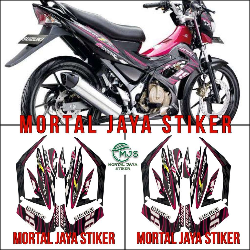 STIKER STRIPING LIS LES BODY SUZUKI SATRIA FU 2012 2013 HITAM PINK